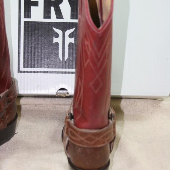 Frye Boots Billy Harness Cowboy Boots Distressed - Picture 5 of 8
